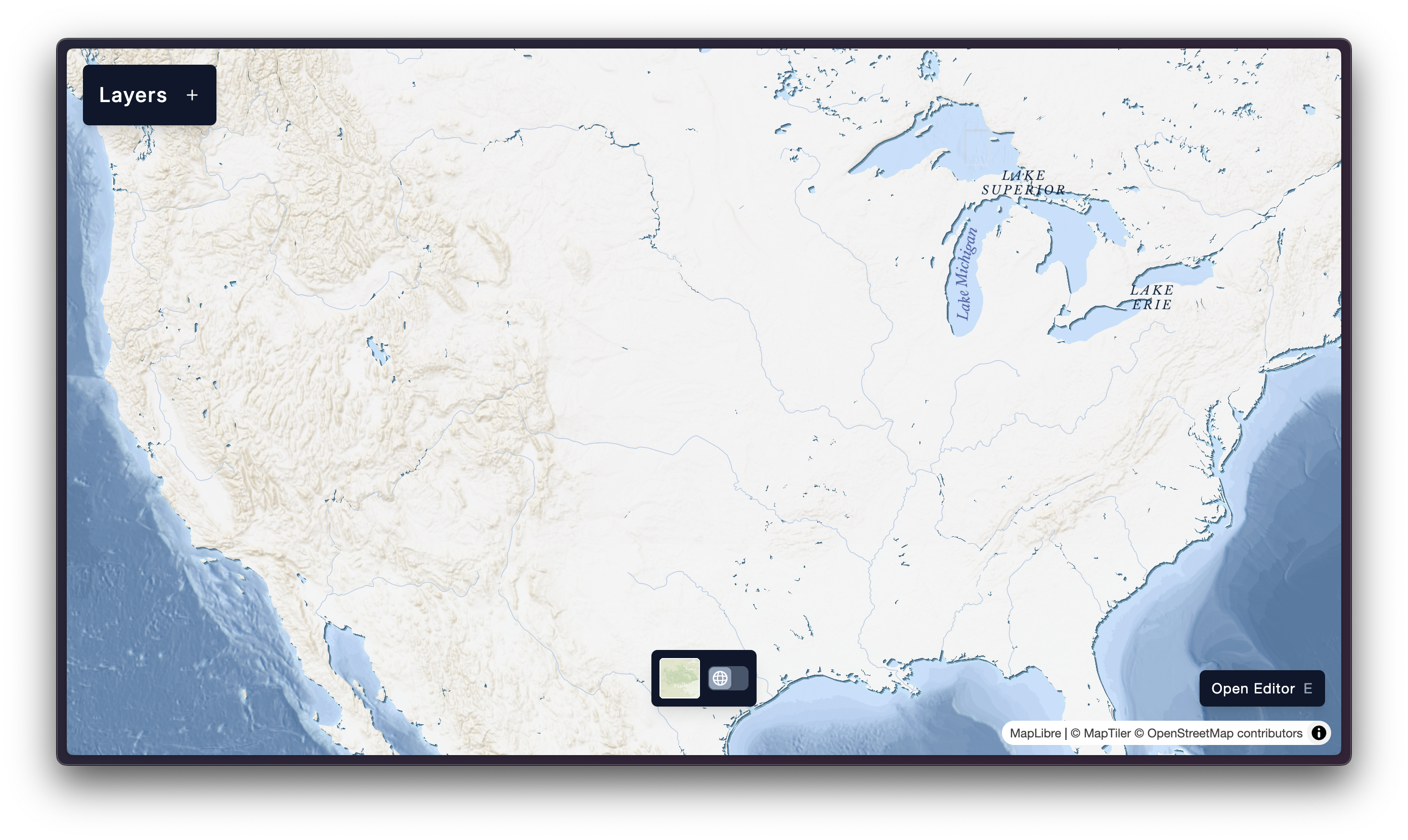 The 'Ocean' MapTiler basemap loaded in cartokit.