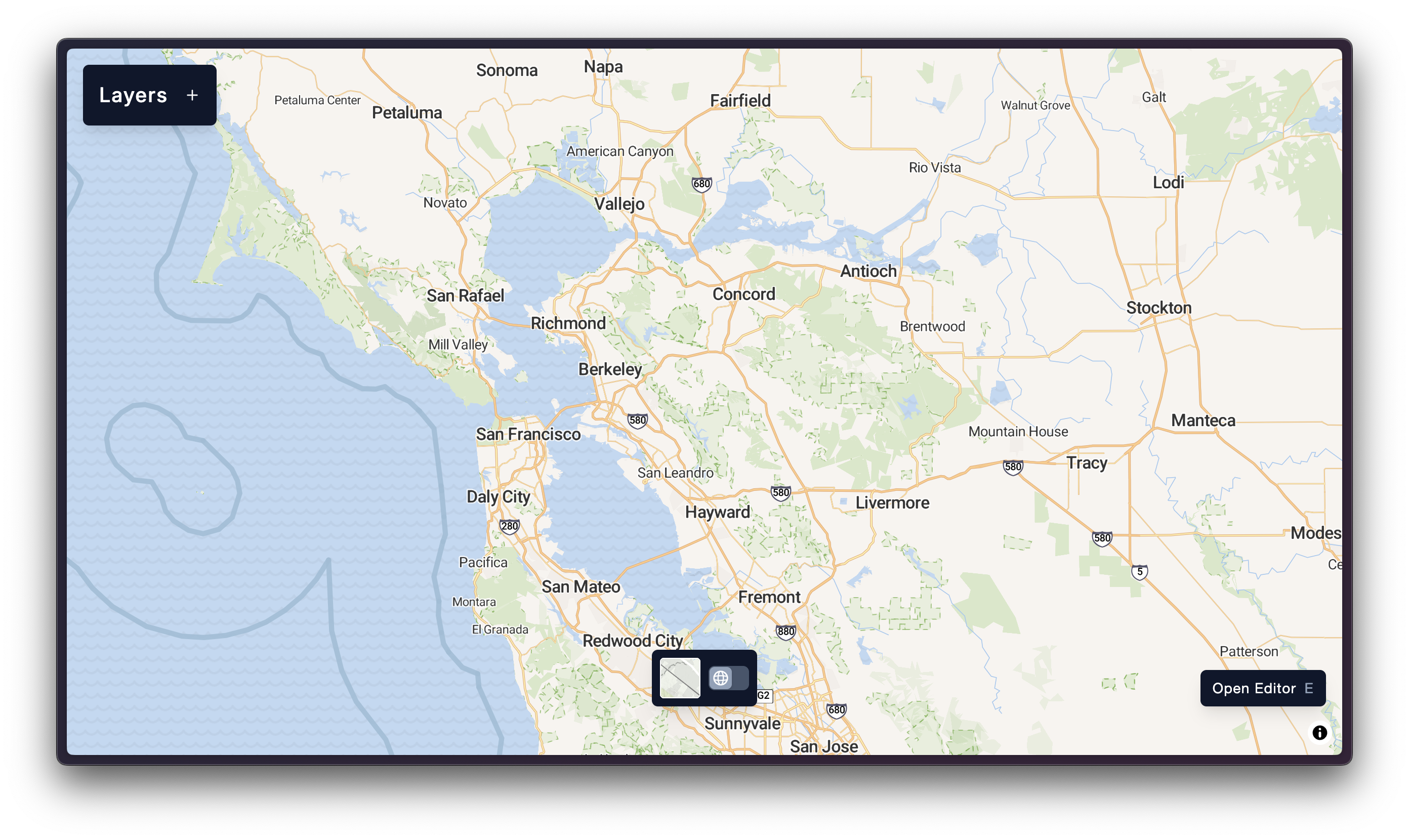The 'OSM Bright' Stadia Maps basemap loaded in cartokit.